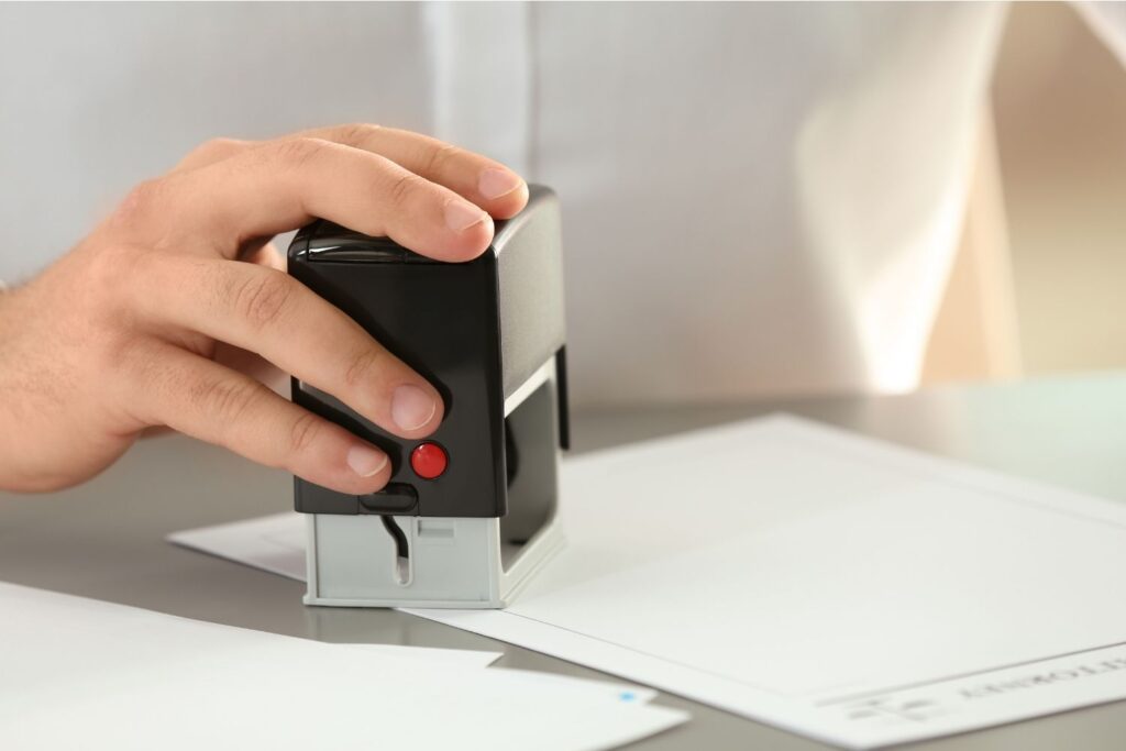 Document getting stamped